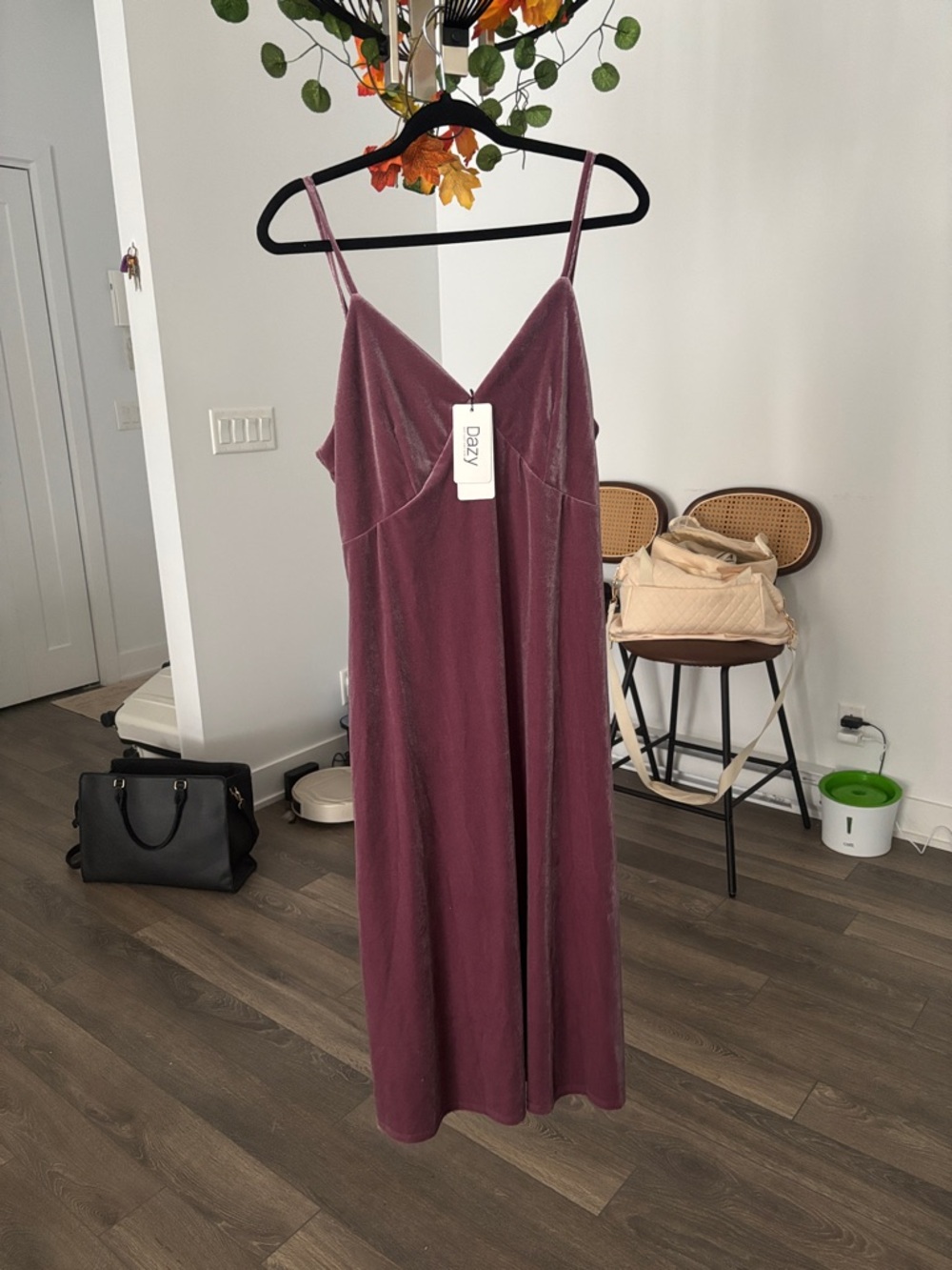 Velvet Midi Slip Dress in Deep Burgundy
